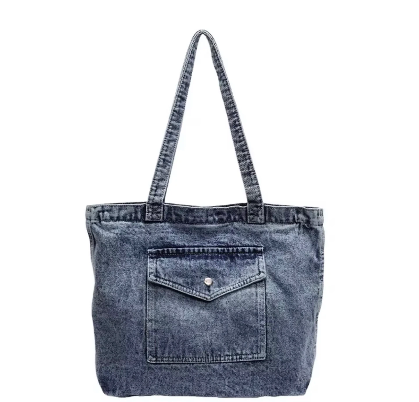 Denim Tote Bag with Front Pocket - photo 5