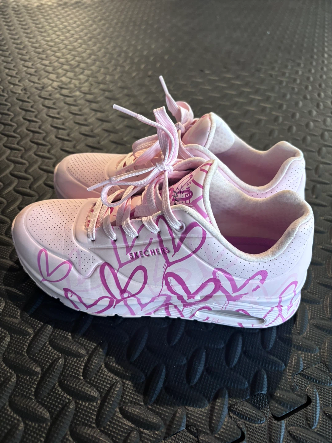 Skechers Pink Heart Print Sneakers