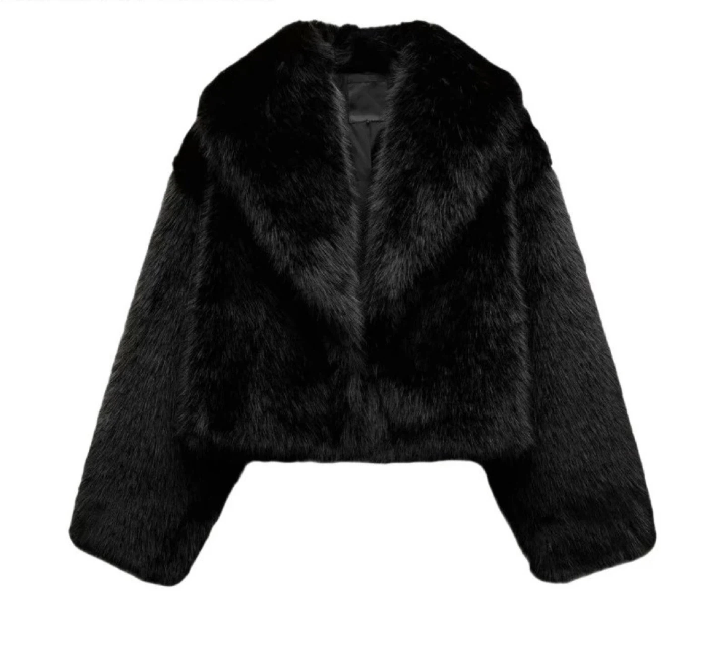 Black Faux Fur Cropped Jacket