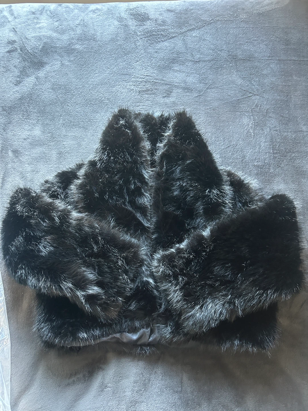 Black Faux Fur Cropped Jacket - photo 3