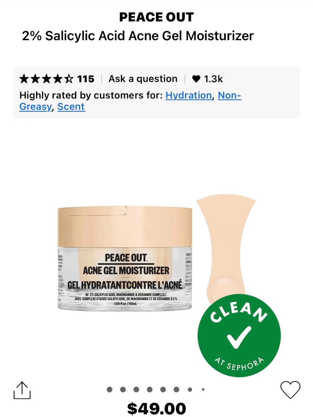 Peace Out 2% Salicylic Acid Acne Gel Moisturizer