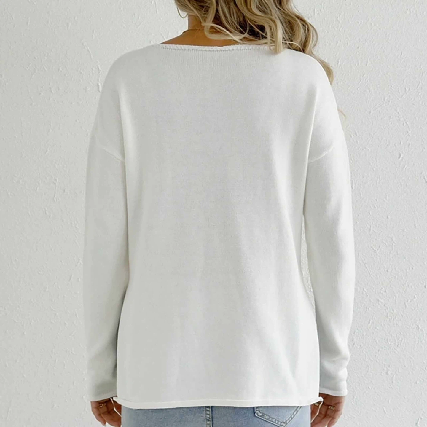 NWT *Champagne Please *White Knit Sweater - Size M 100%Cotton - photo 2