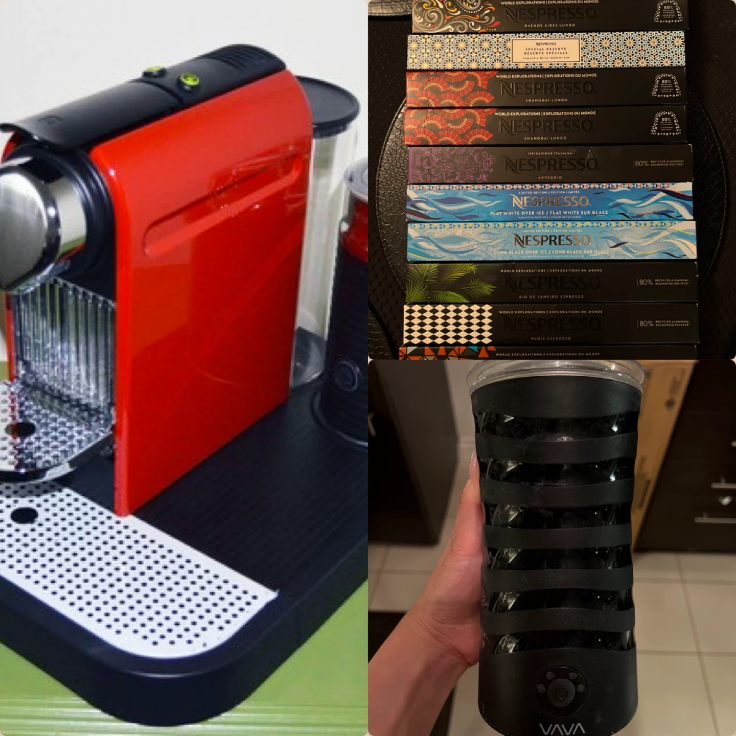 Nespresso Essenza Mini Red Coffee Machine with Milk Frother