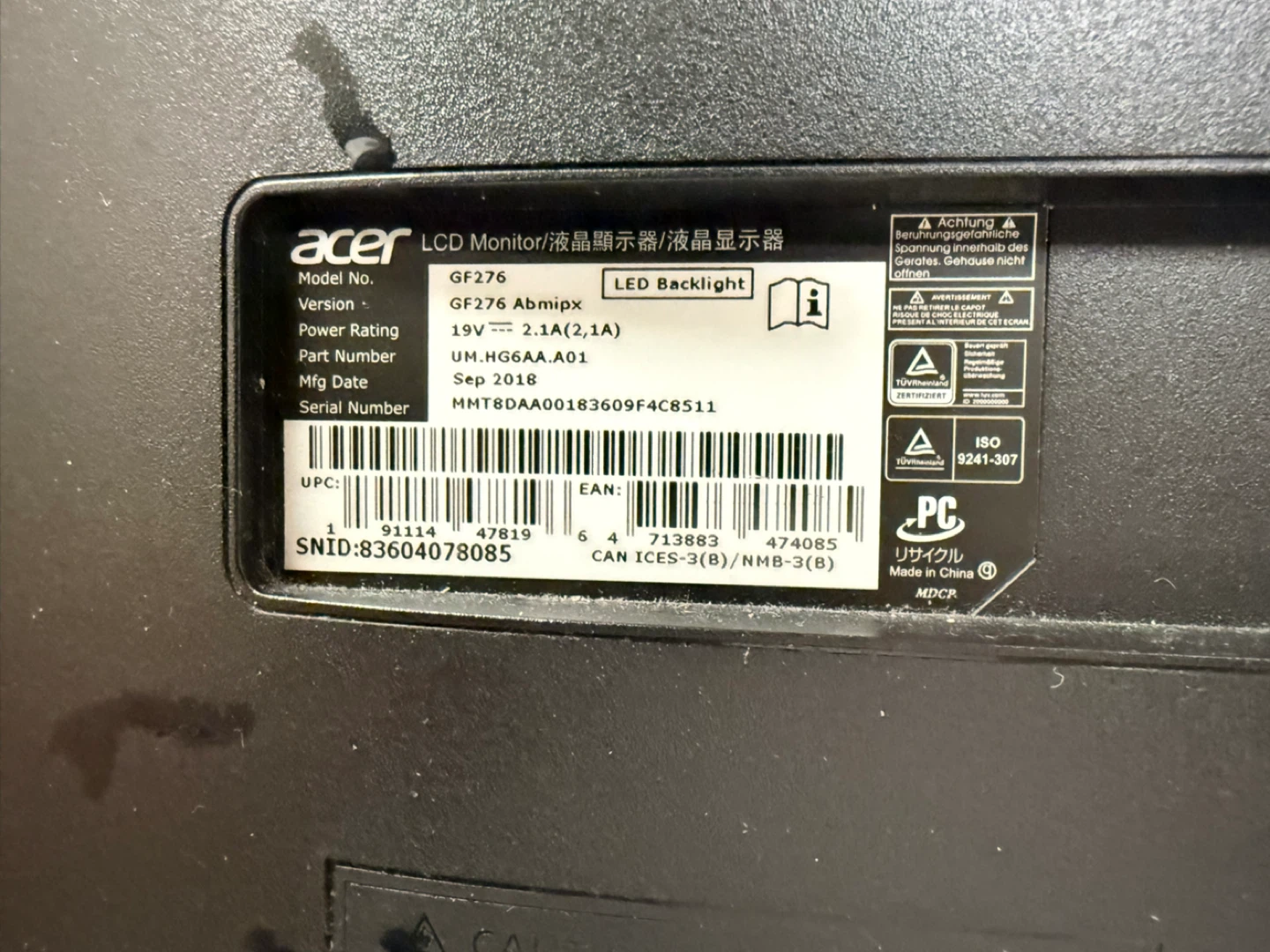 Acer GF276 Abmipx 27" LCD Monitor - photo 4