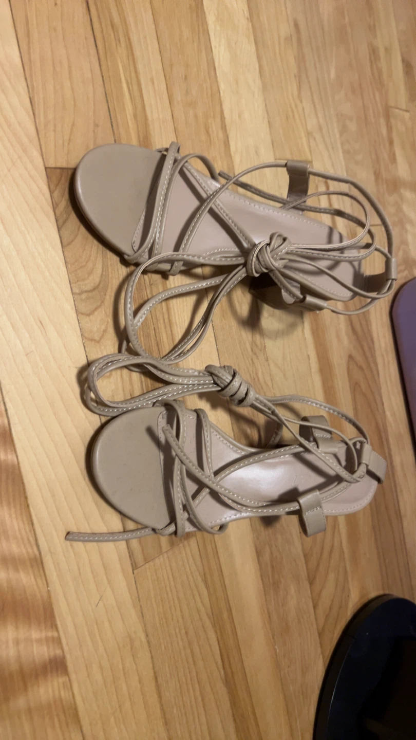 Tan Strappy Lace-Up Heels - photo 2