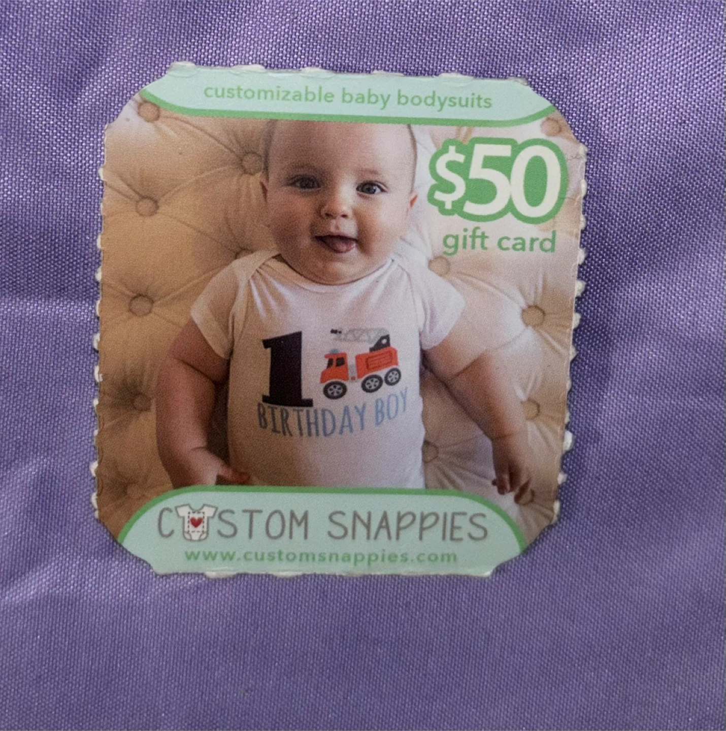 $50 Custom Snappies Gift Card for Customizable Baby Bodysuits