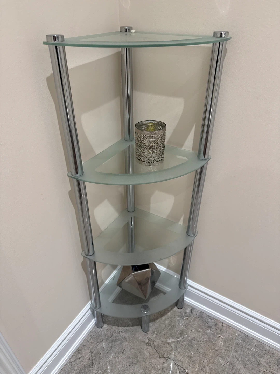 3-Tier Frosted Glass Corner Shelf
