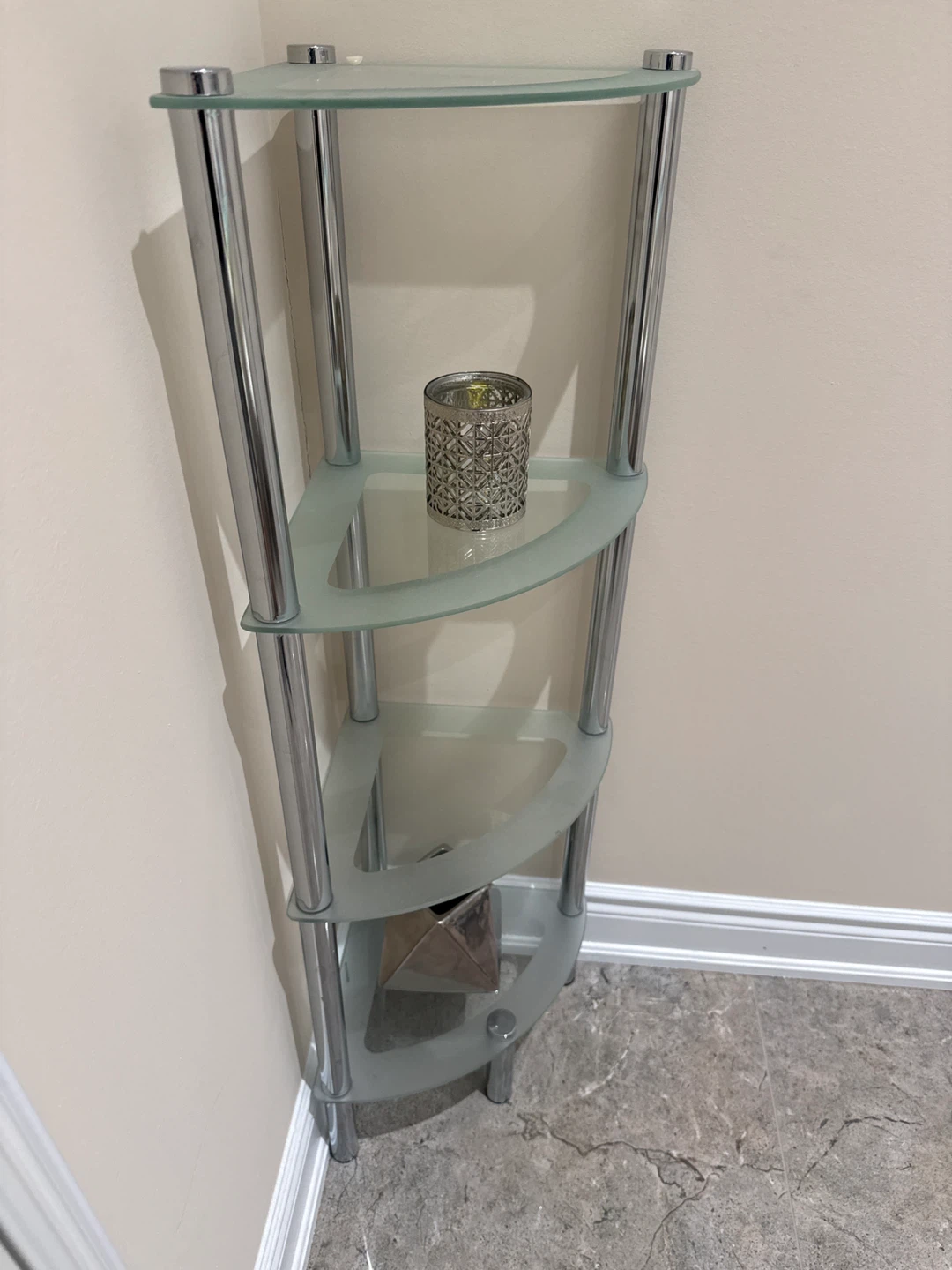 3-Tier Frosted Glass Corner Shelf - photo 2