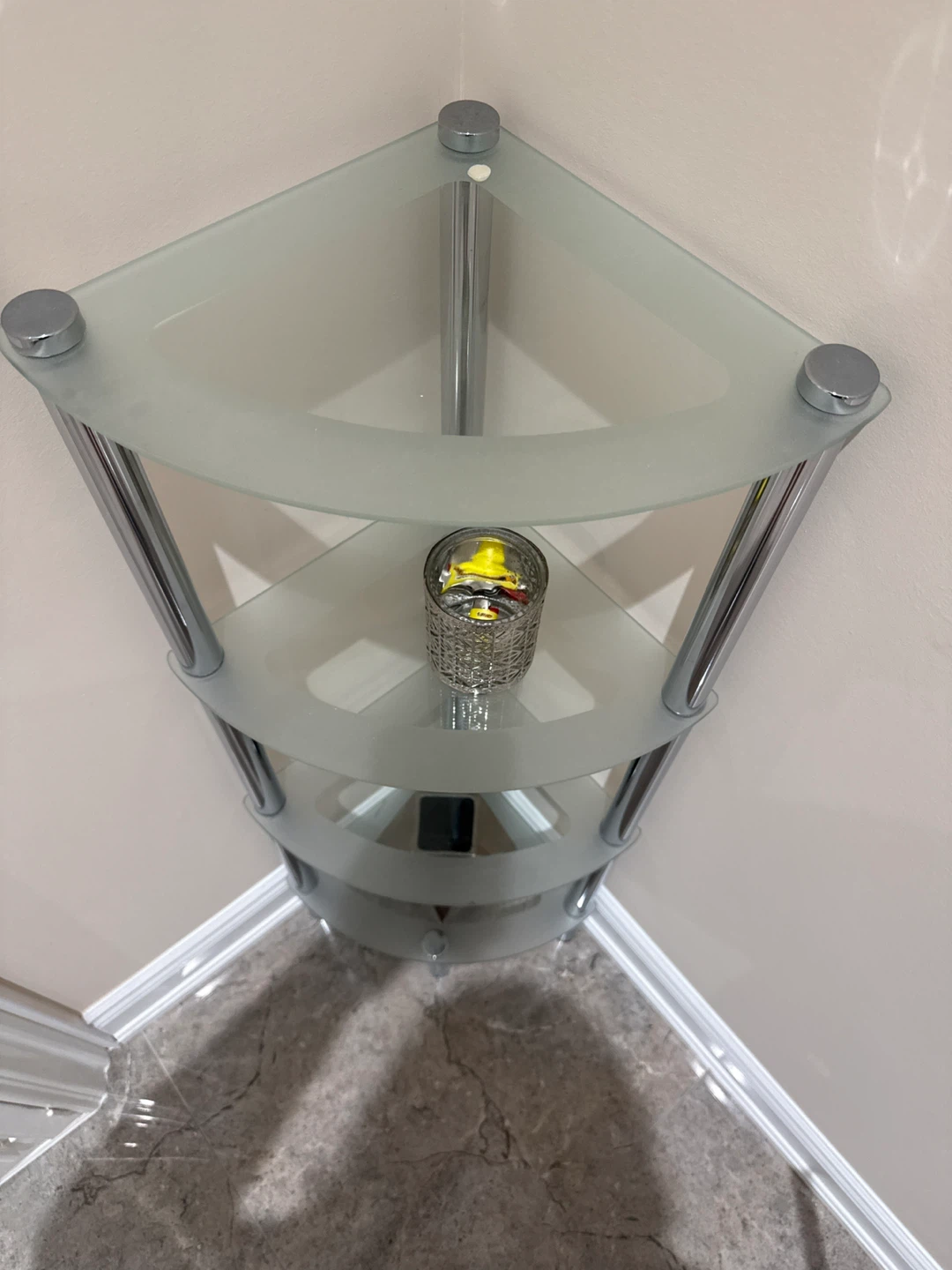 3-Tier Frosted Glass Corner Shelf - photo 3