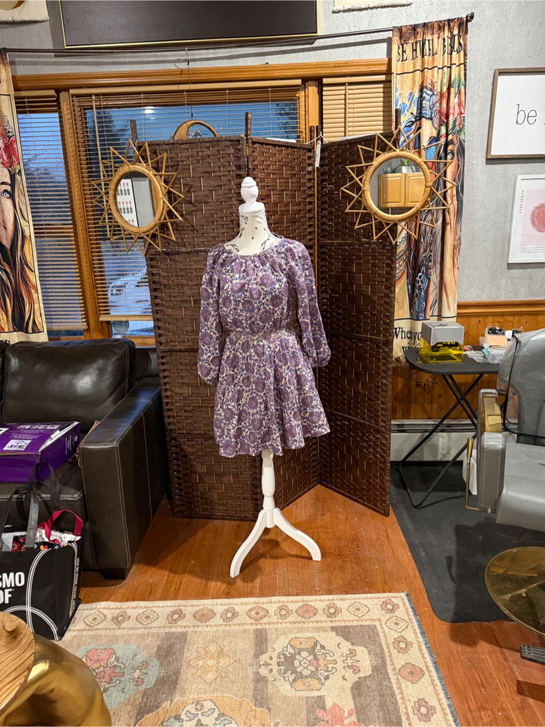 J CREW XS Purple Floral Print Dress