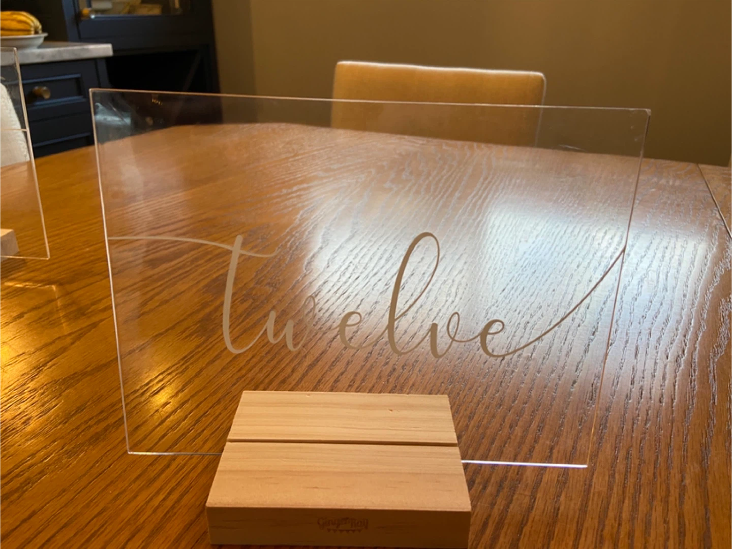 Clear Acrylic Table Numbers with Wooden Stands (Set of 12) - photo 2