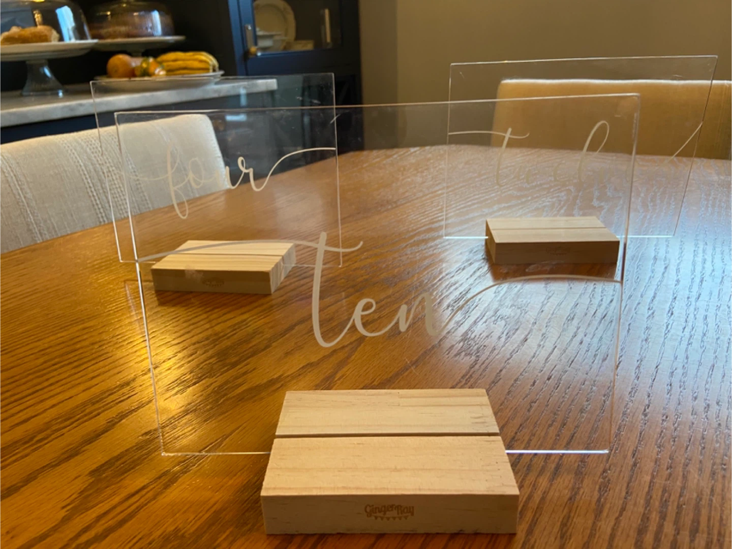 Clear Acrylic Table Numbers with Wooden Stands (Set of 12) - photo 3