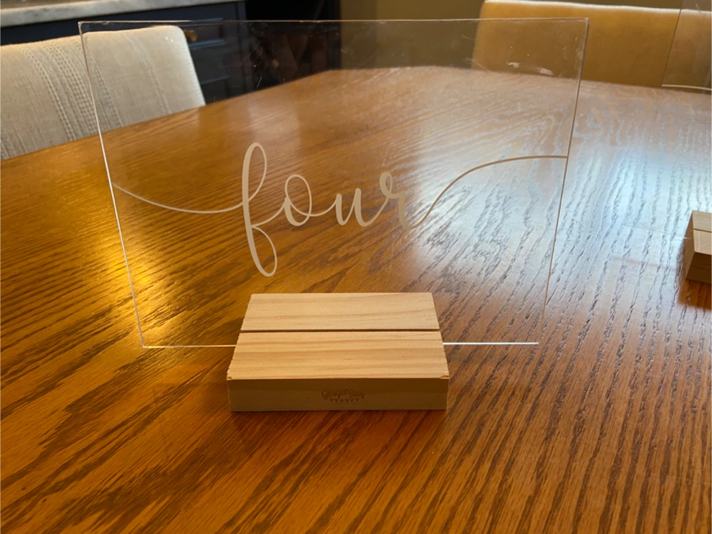 Clear Acrylic Table Numbers with Wooden Stands (Set of 12)