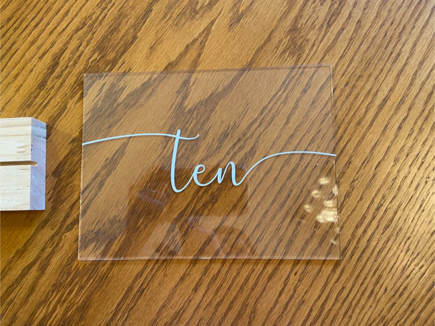 Clear Acrylic Table Numbers with Wooden Stands (Set of 12) - photo 4
