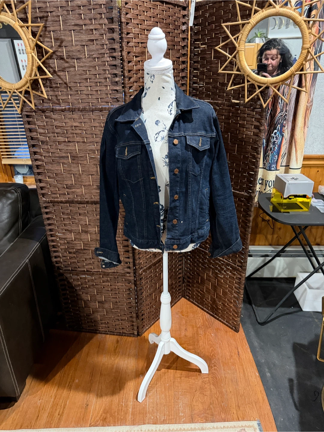 GAP Denim Jacket with USA Map Patch - Size Medium