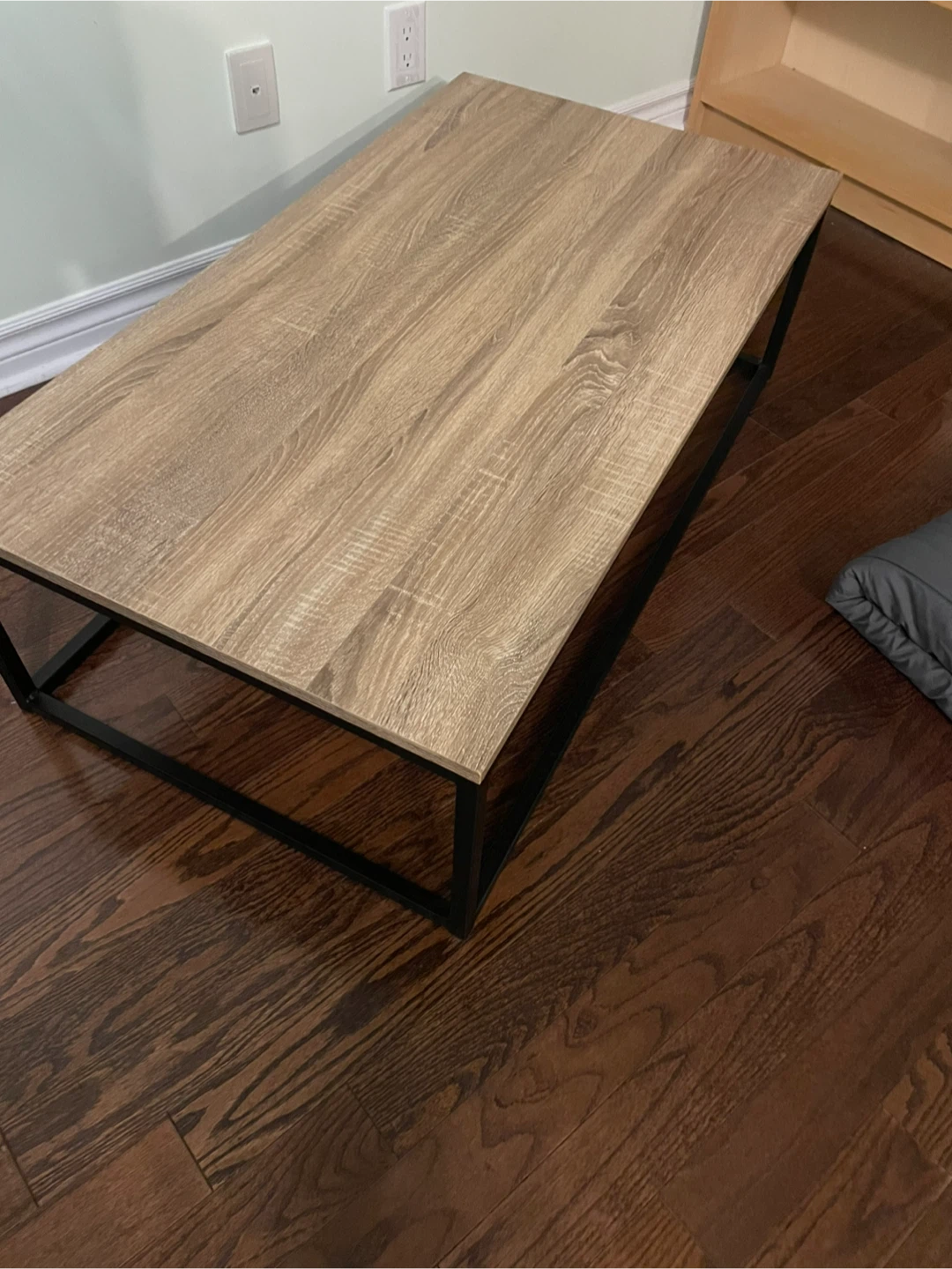 Wood-look Coffee Table with Black Metal Frame