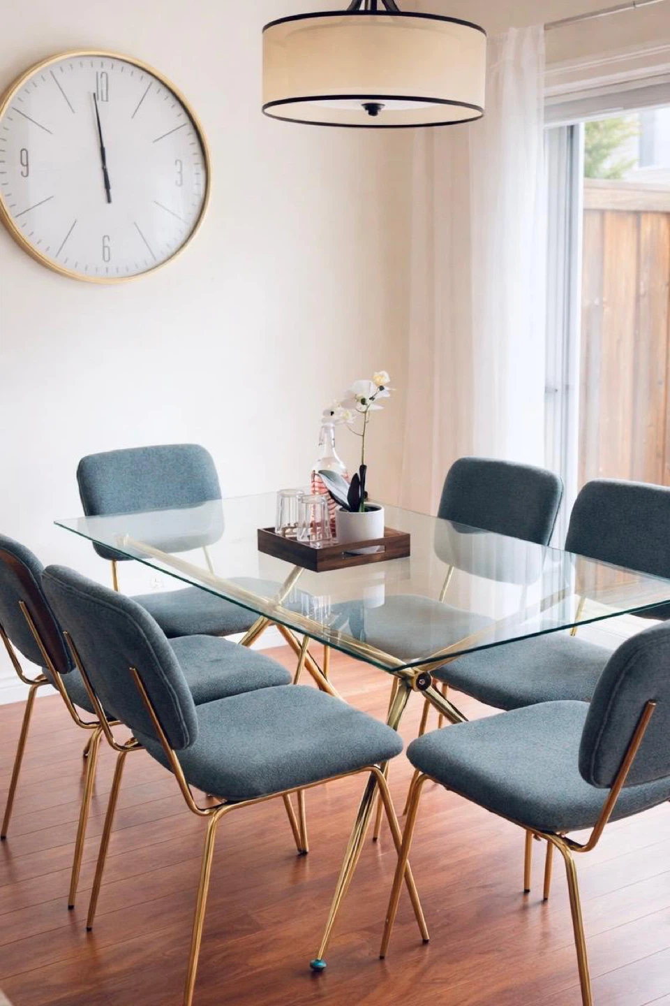 Glass Dining Table with 6 Chairs