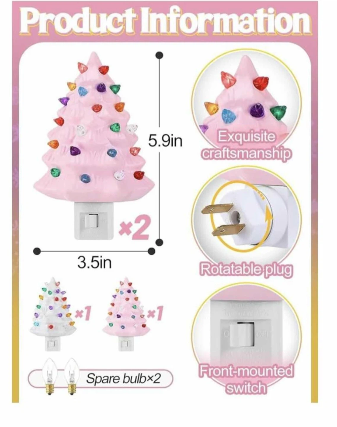 CHRISTMAS TREE NIGHT LIGHTS (Set of 2) - photo 4