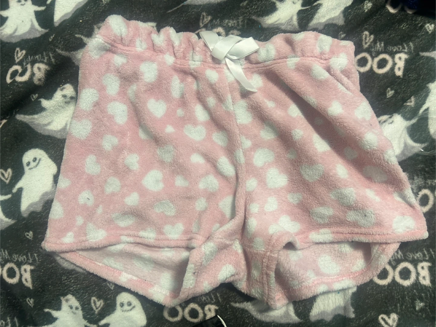 Pink Heart Fleece Pajama Shorts