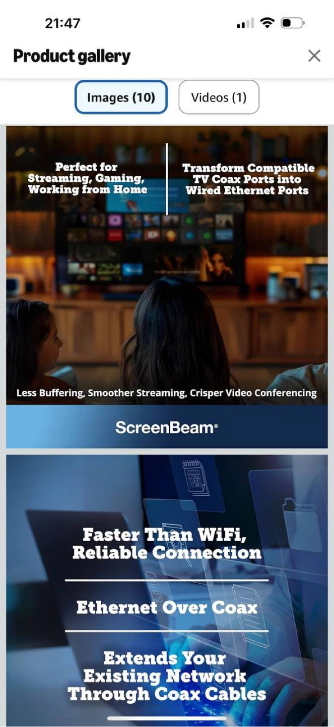 ScreenBeam MoCA 2.0 Adapter ECB6200 – Ethernet Over Coax (444)🔥 - photo 2