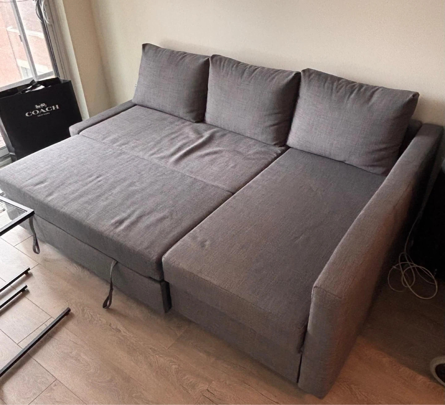 Corner sofa-bed with storage, Skiftebo dark gray FRIHETEN - photo 2