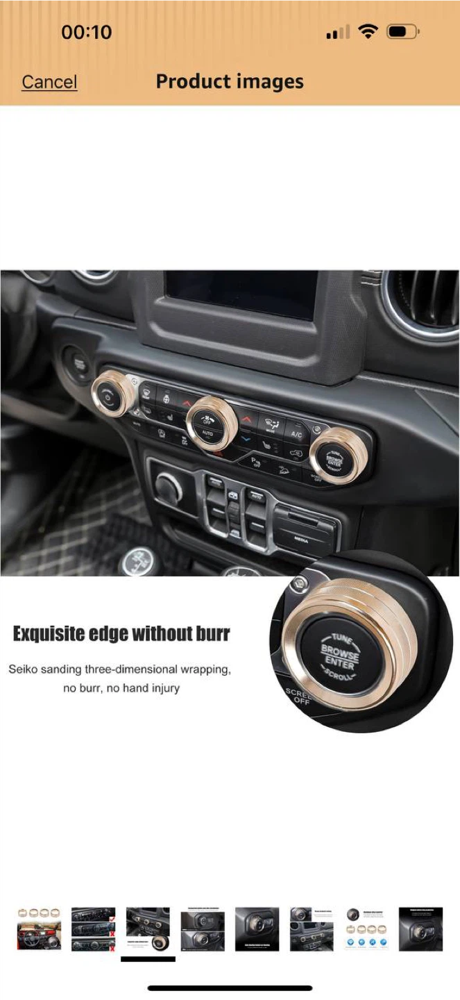 JEEP WRANGLER JL INTERIOR KNOB TRIM SET (2018–2026+) 🔥 - photo 3