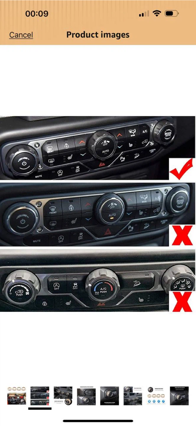 JEEP WRANGLER JL INTERIOR KNOB TRIM SET (2018–2026+) 🔥 - photo 2