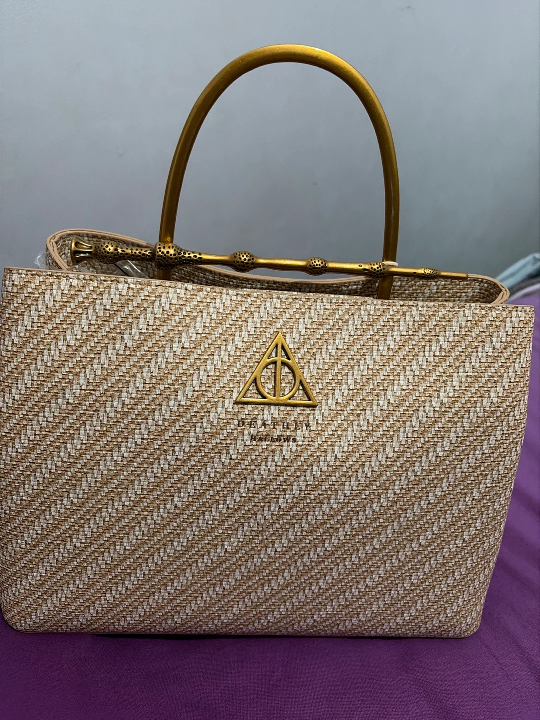 Loungefly Harry Potter Deathly Hallows Straw Tote Bag - photo 2