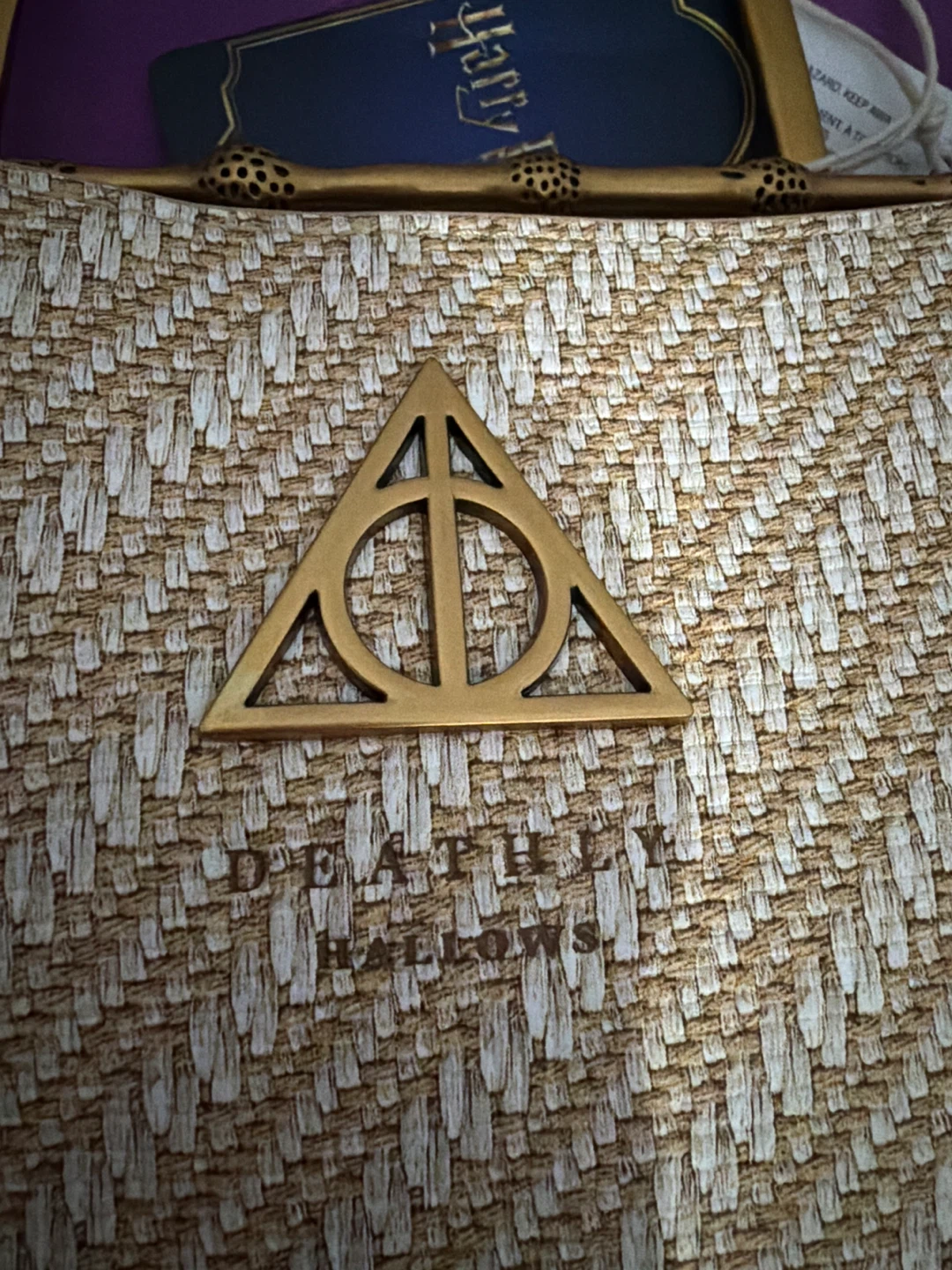 Loungefly Harry Potter Deathly Hallows Straw Tote Bag - photo 5