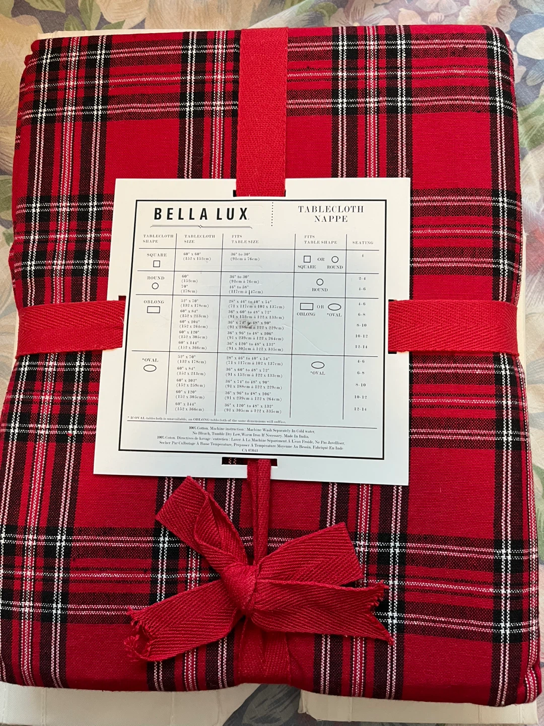 Bella Lux Red Plaid Tablecloth 60" x 120" - photo 2