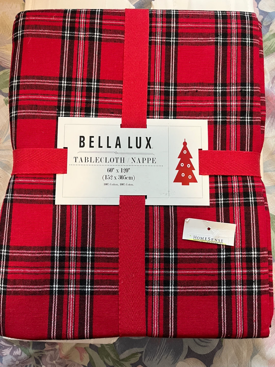 Bella Lux Red Plaid Tablecloth 60" x 120"