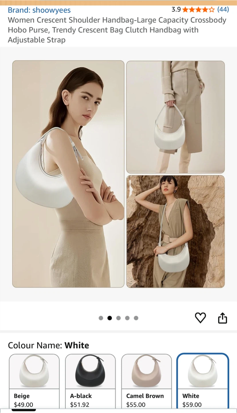 Shoowyeees White Crescent Shoulder Handbag