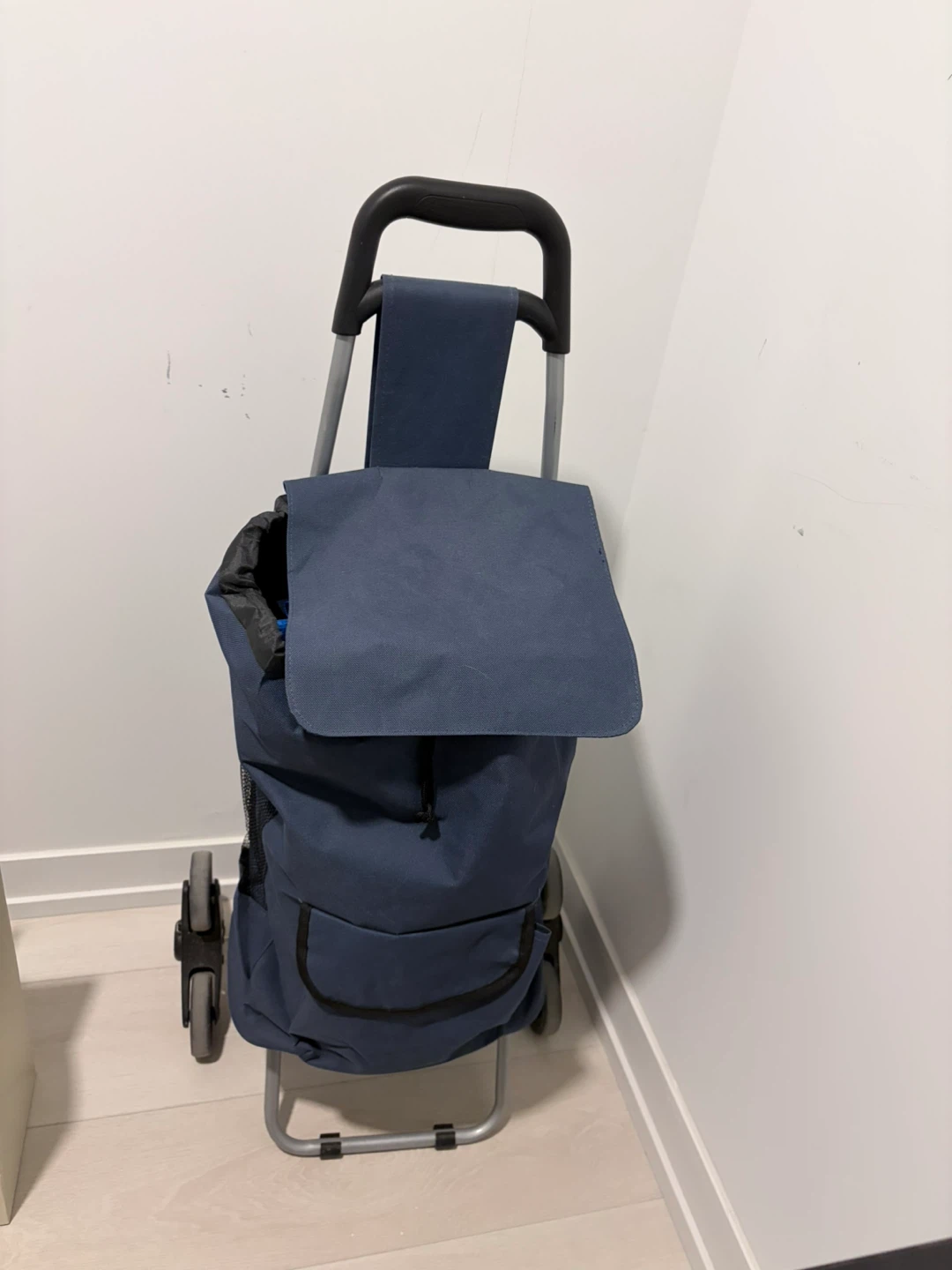Blue Rolling Shopping Cart