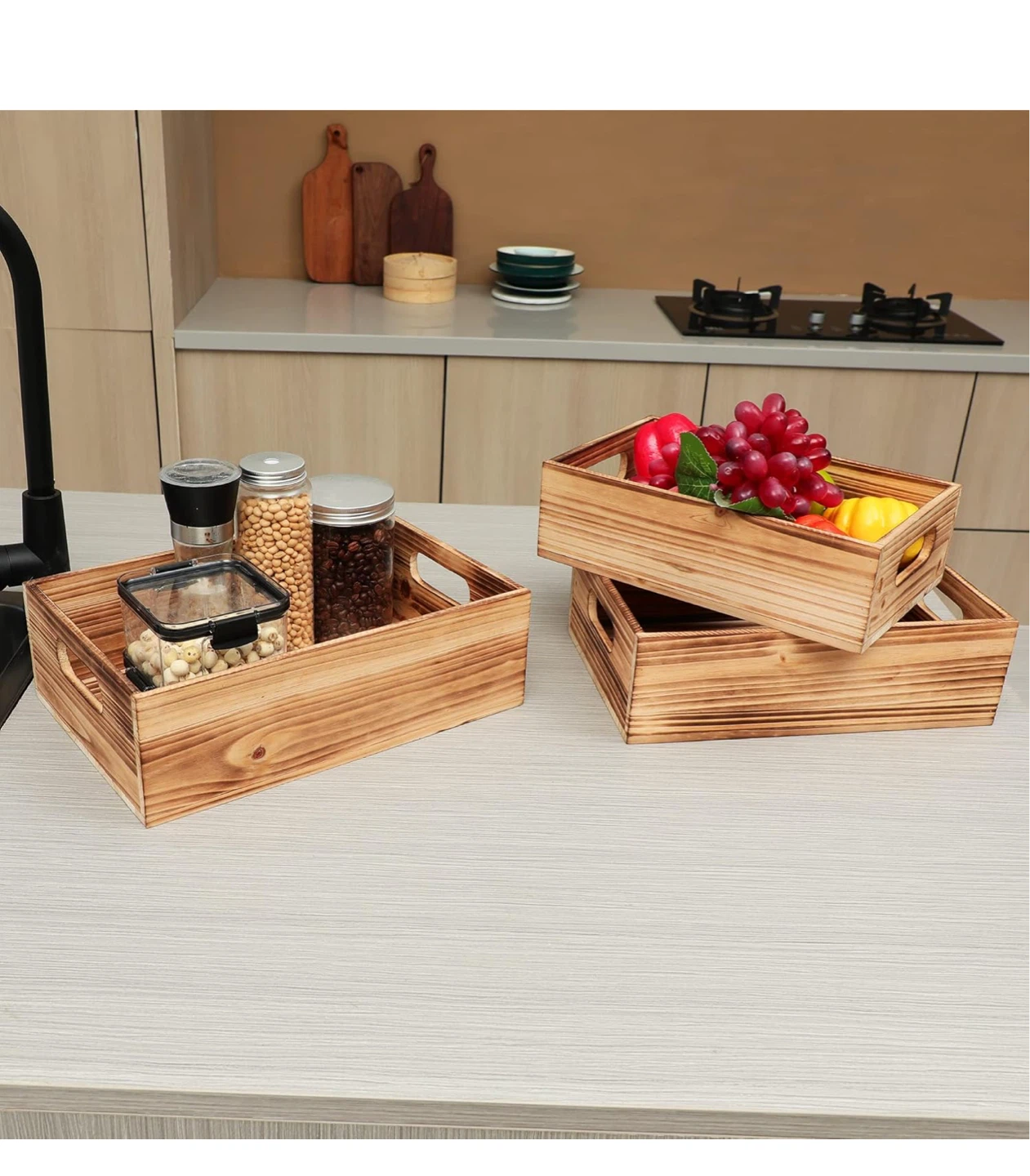 Set of 3 Wood Crates - photo 2