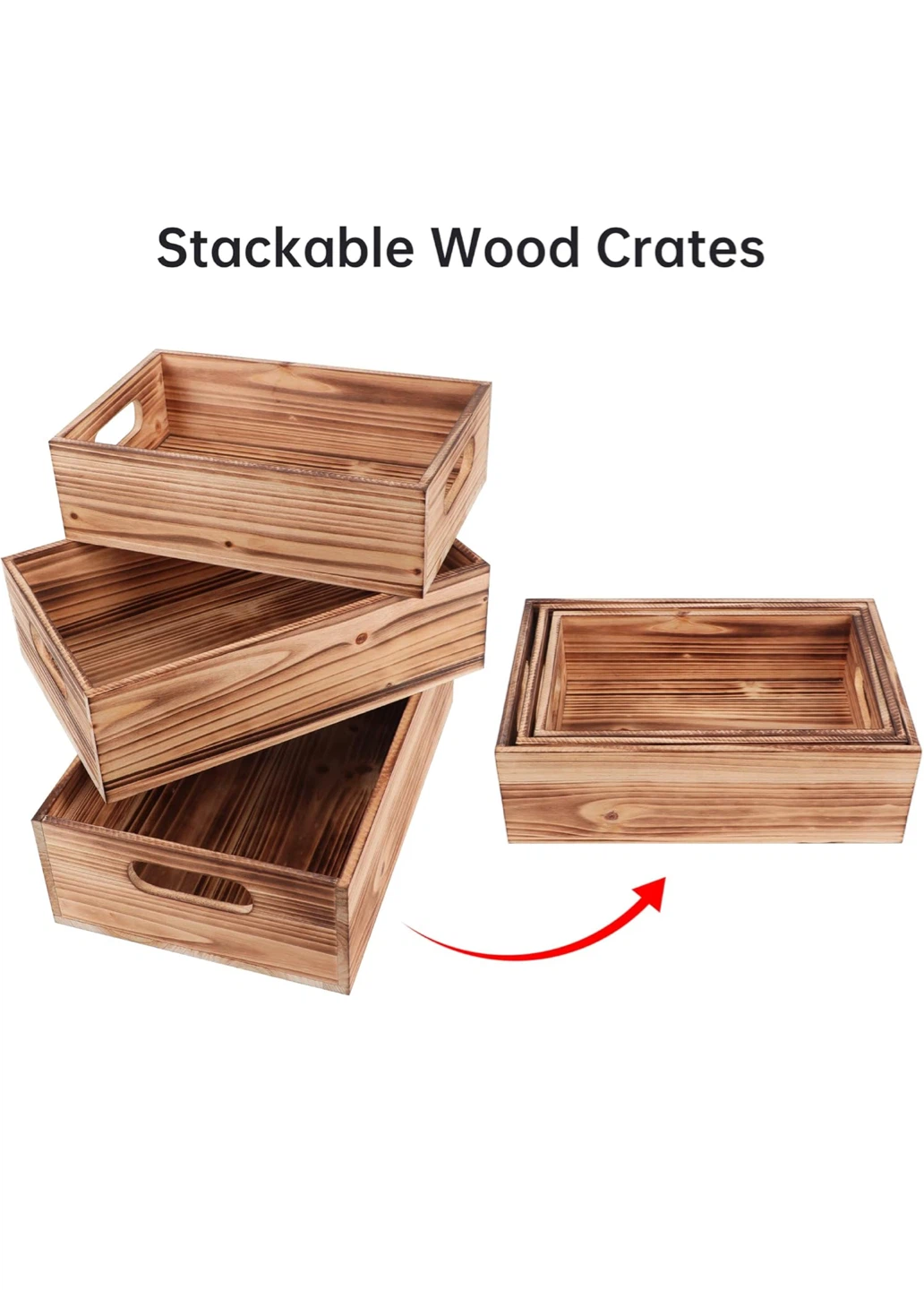 Set of 3 Wood Crates - photo 3