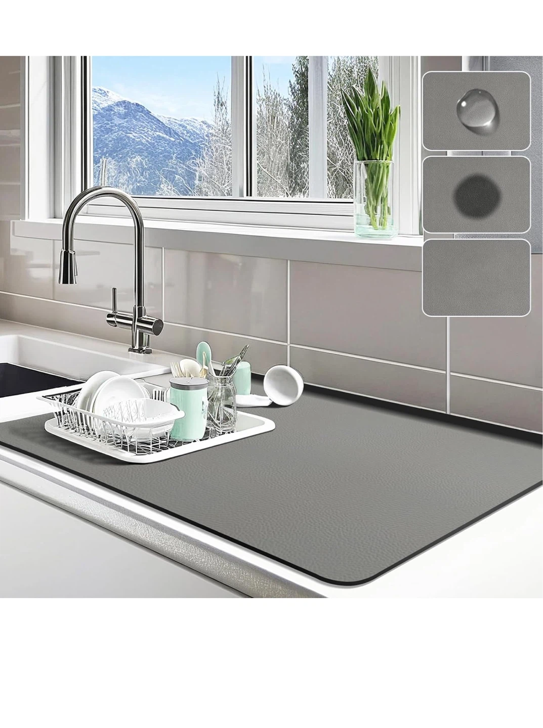Grey Kitchen Sink Mat