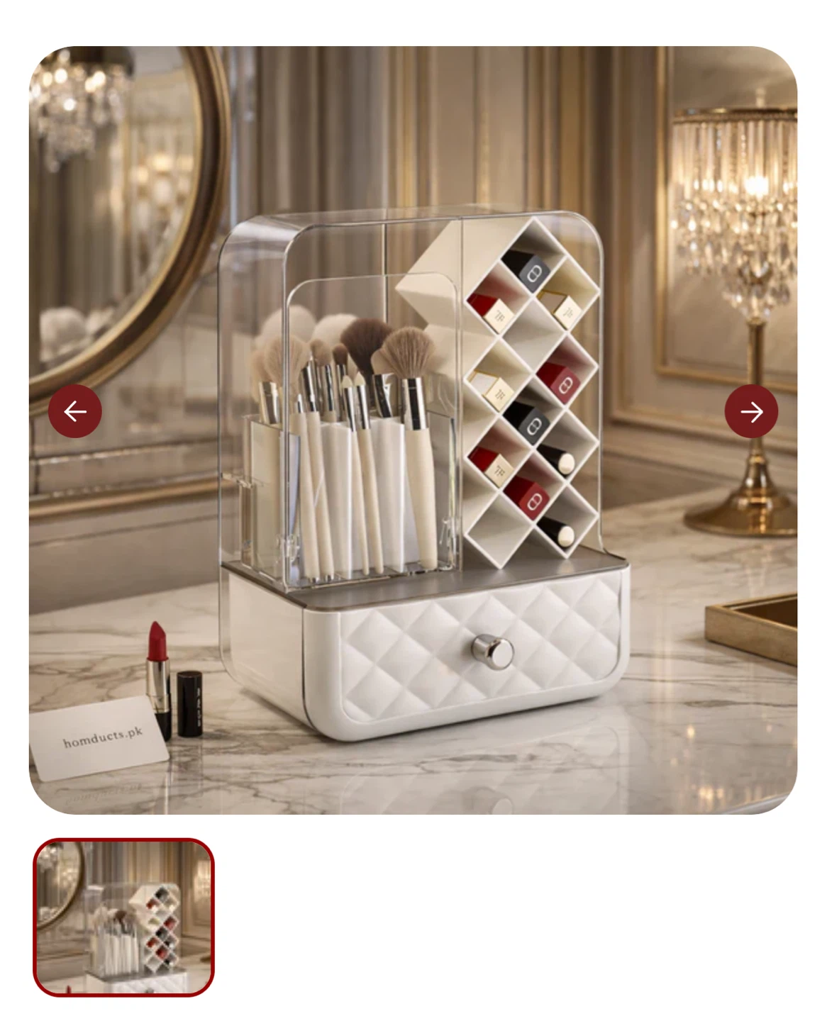 Makeup Organizer with Brush Holder and Lipstick Slots