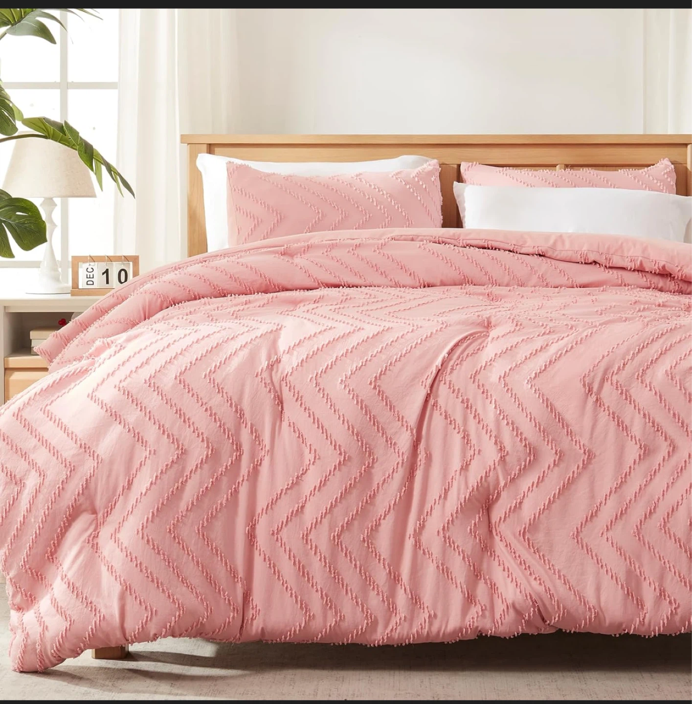 Pink Chevron Tufted Comforter Set