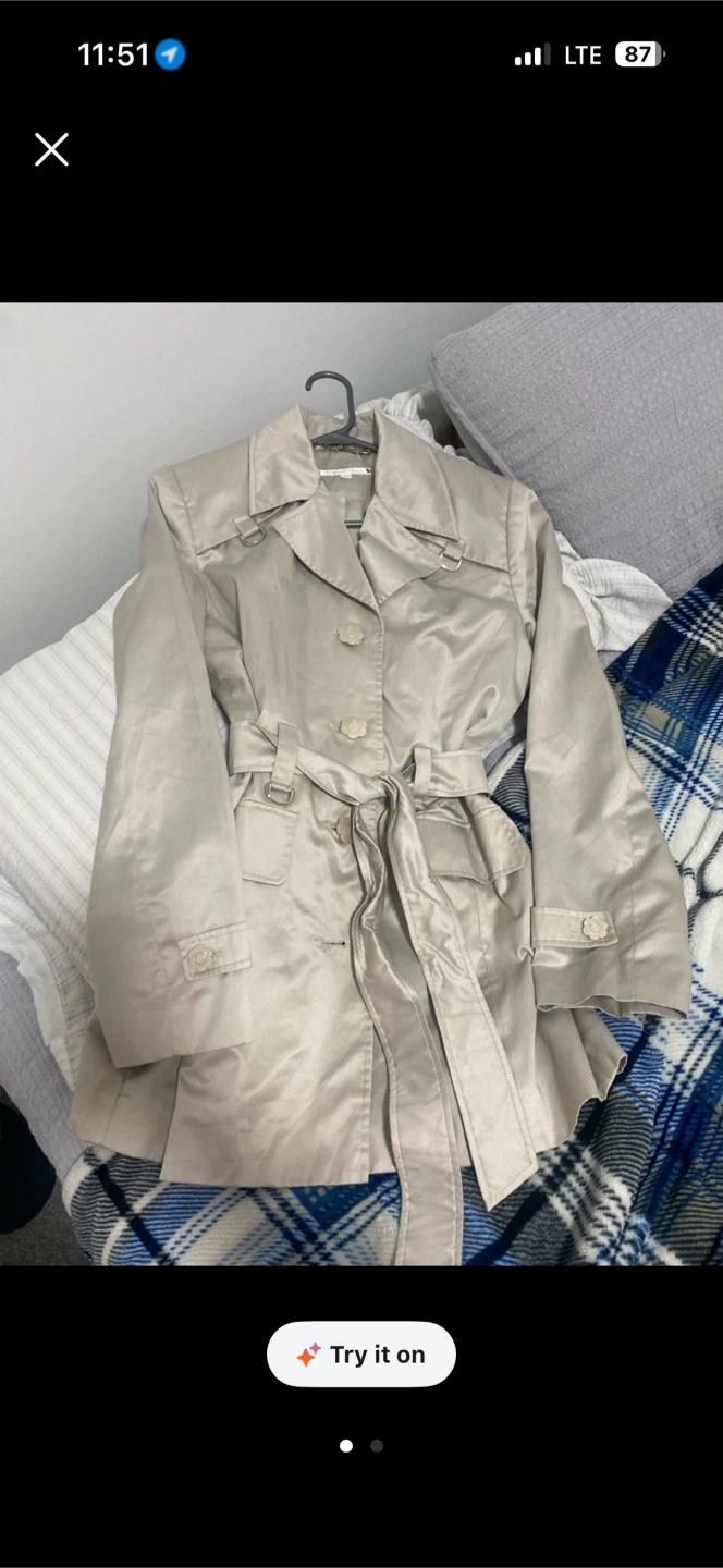 Beige Trench Coat with Belt