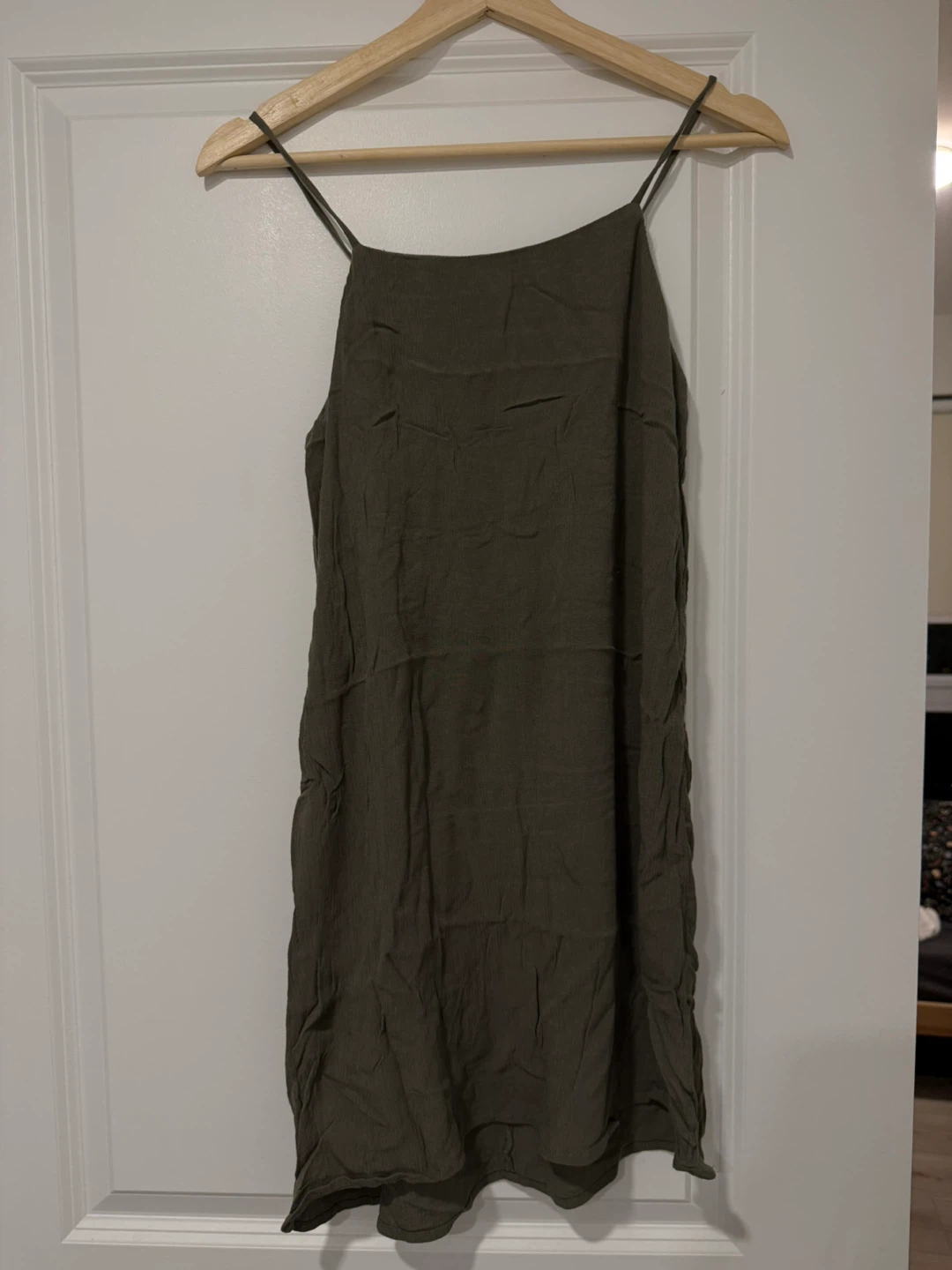 Oak + Fort Olive Green Spaghetti Strap Dress XS - photo 2