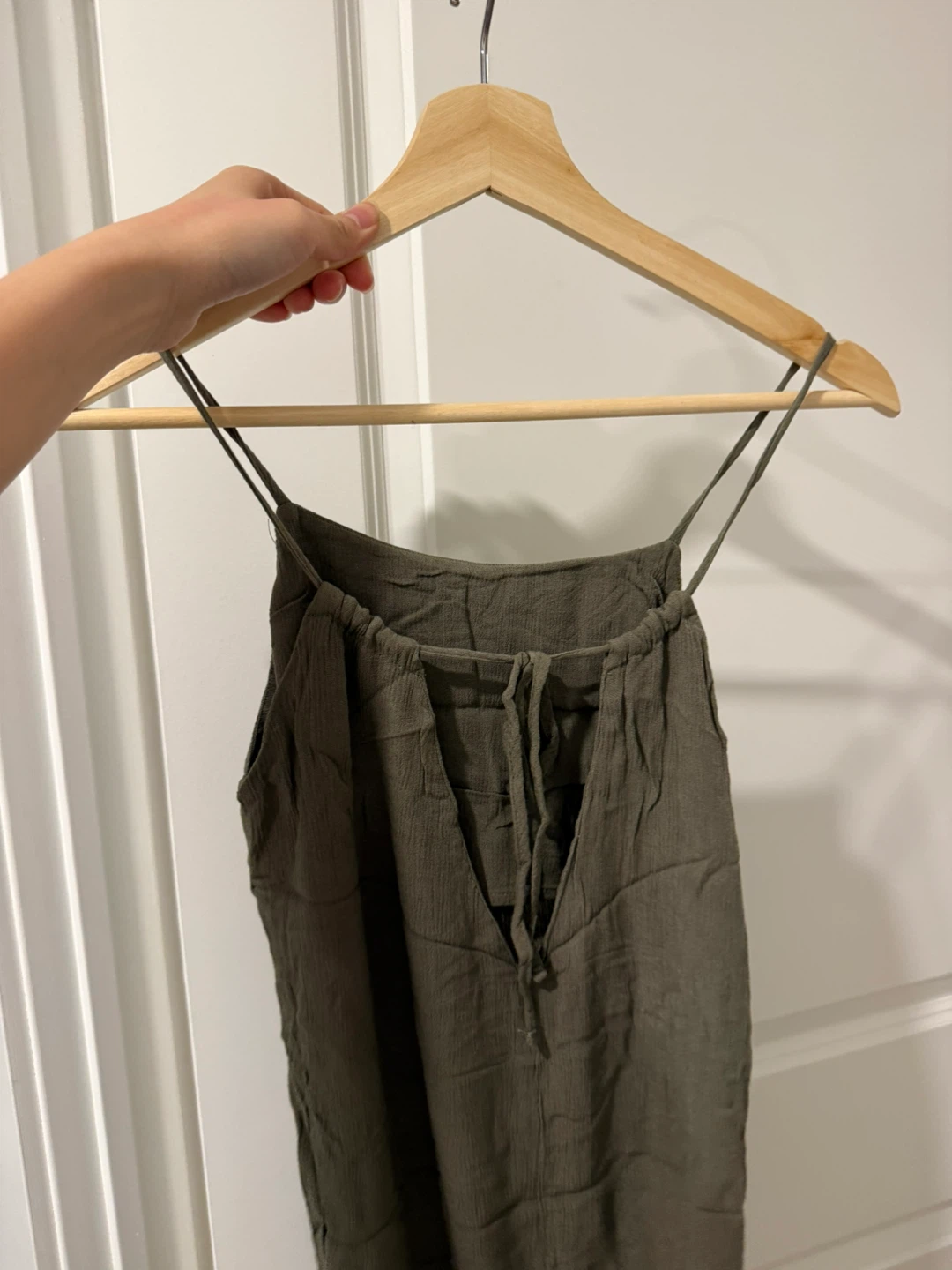 Oak + Fort Olive Green Spaghetti Strap Dress XS - photo 3