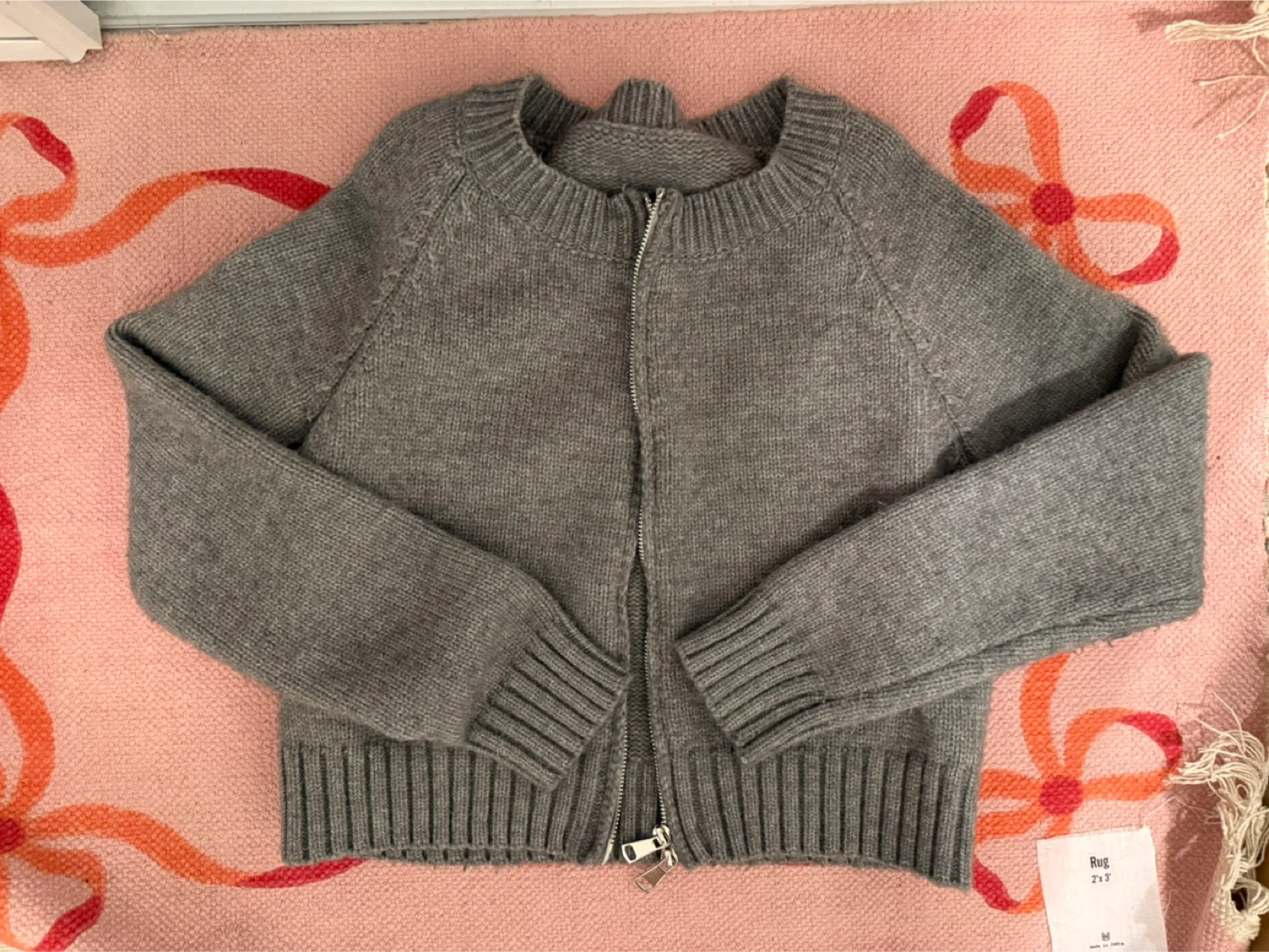 Grey Zip-Up Cardigan