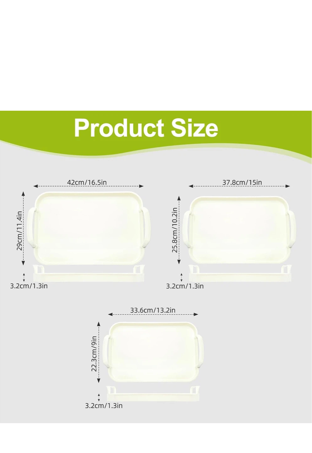 3 Pack Serving Trays with Handles - Cream - photo 3
