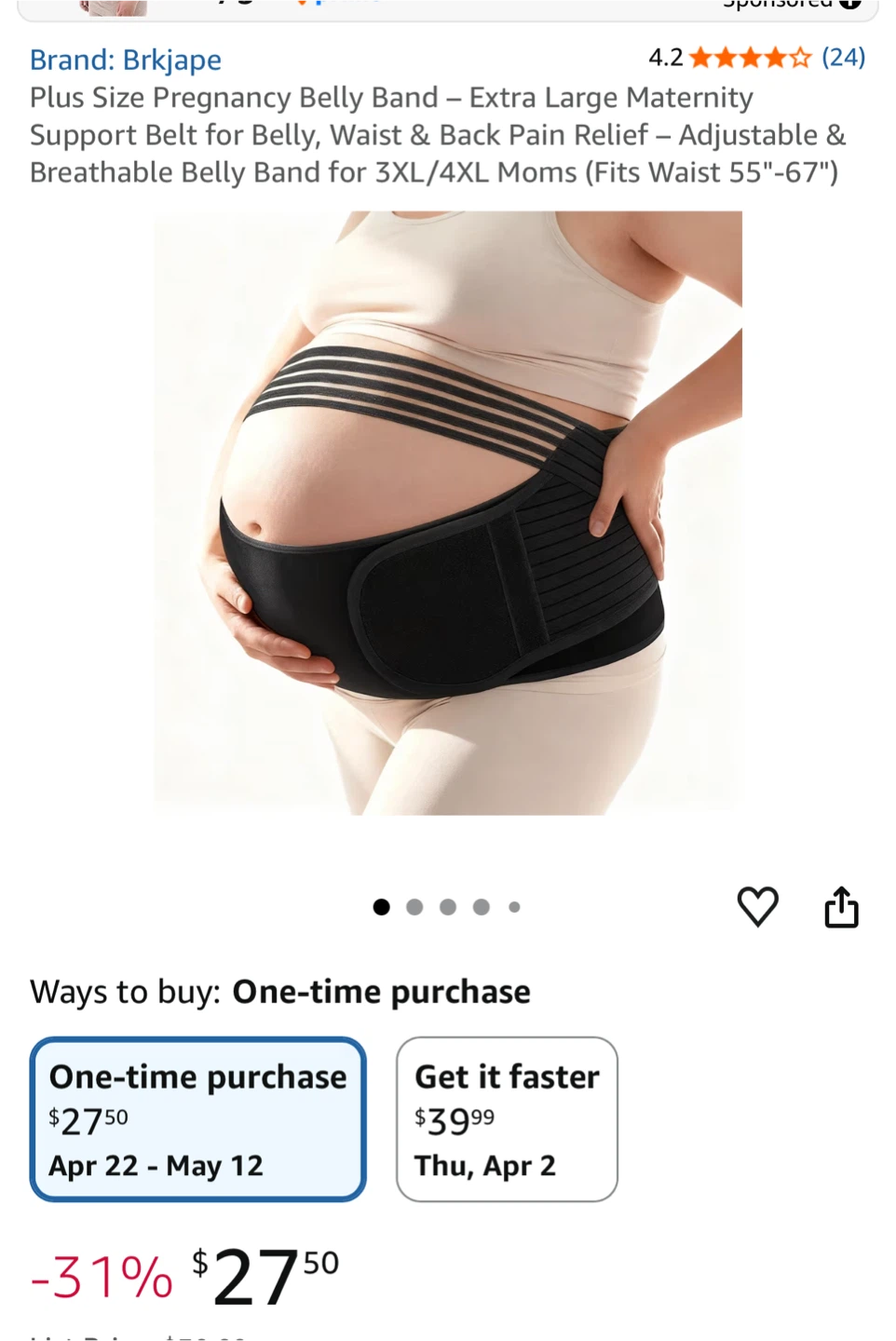 Brkjape Plus Size Pregnancy Belly Band