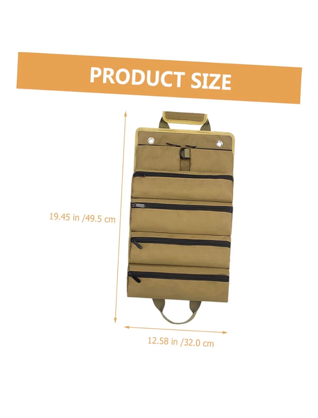 Khaki Oxford Cloth Tool Roll Bag Organizer - photo 3