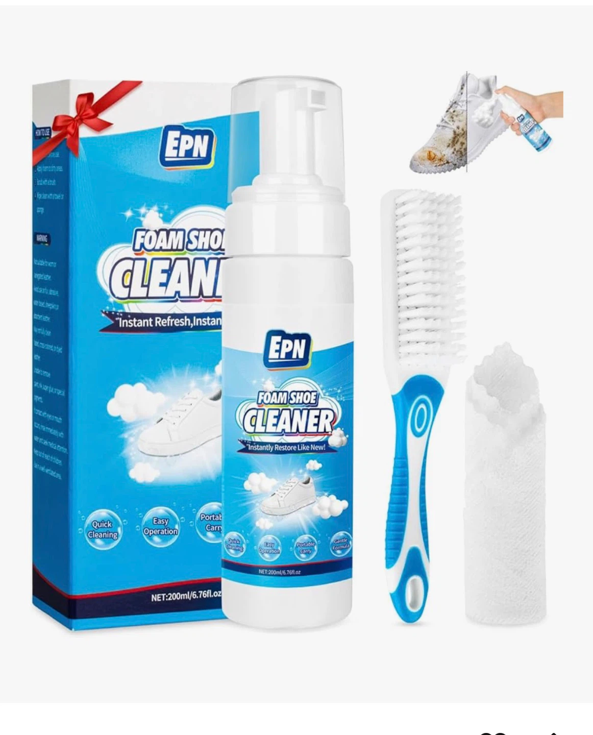 EPN Foam Shoe Cleaner with Brush and Cloth
