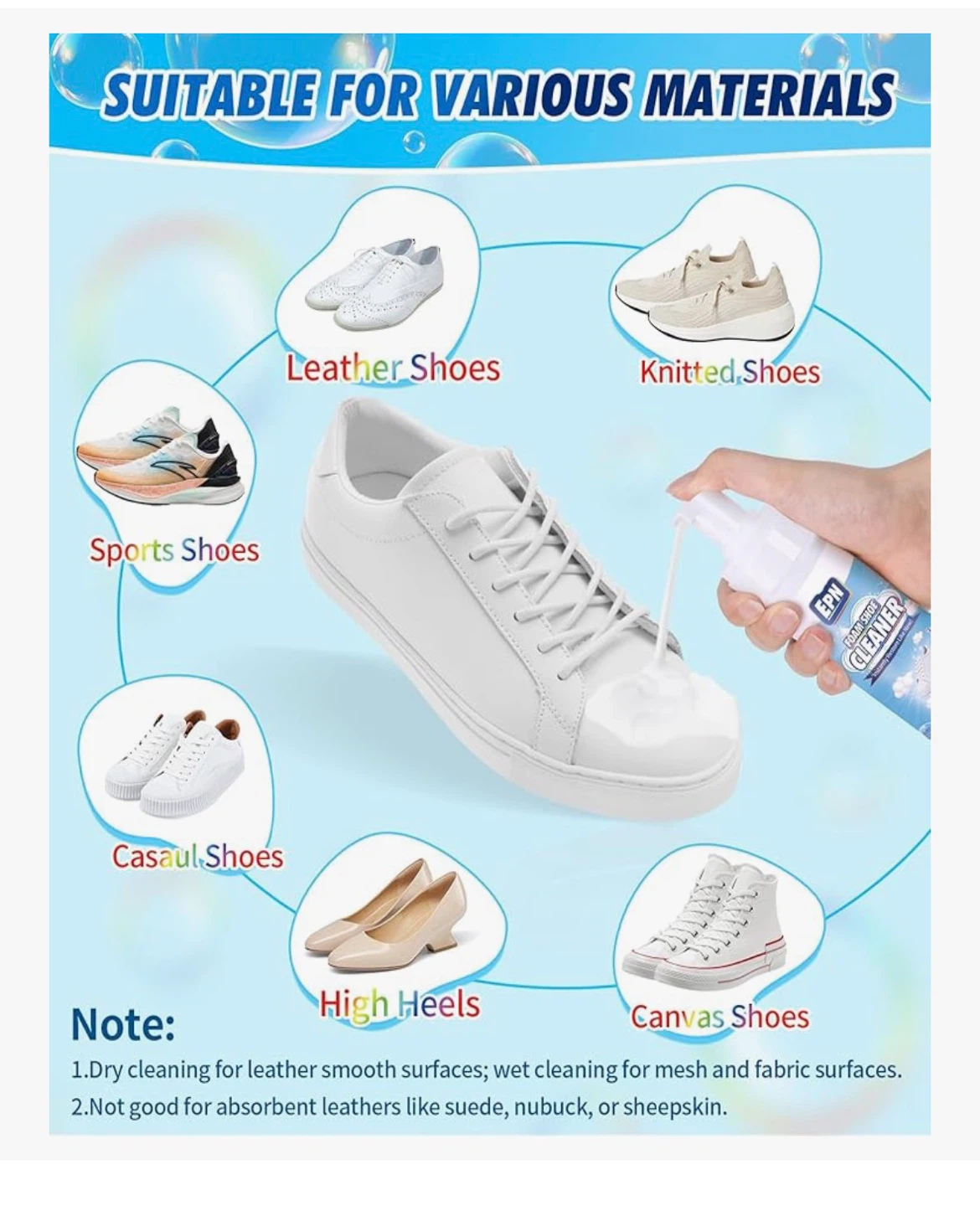 EPN Foam Shoe Cleaner with Brush and Cloth - photo 5