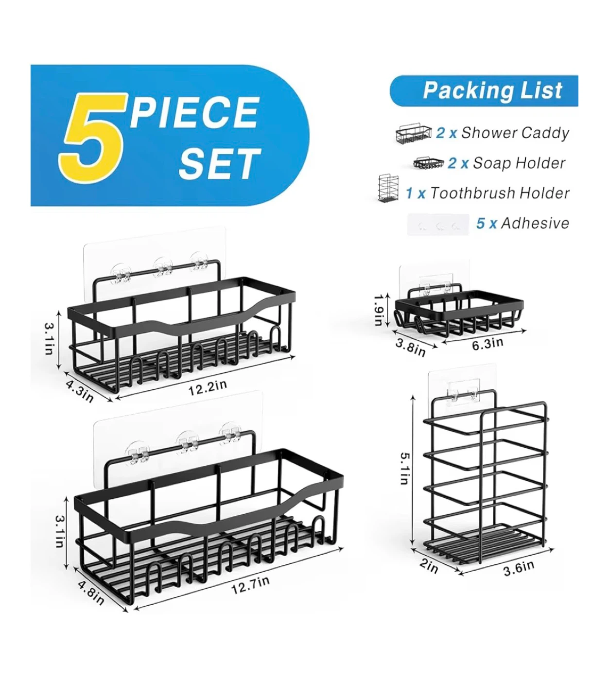 4 Piece Bathroom Shower Caddy Set - photo 2