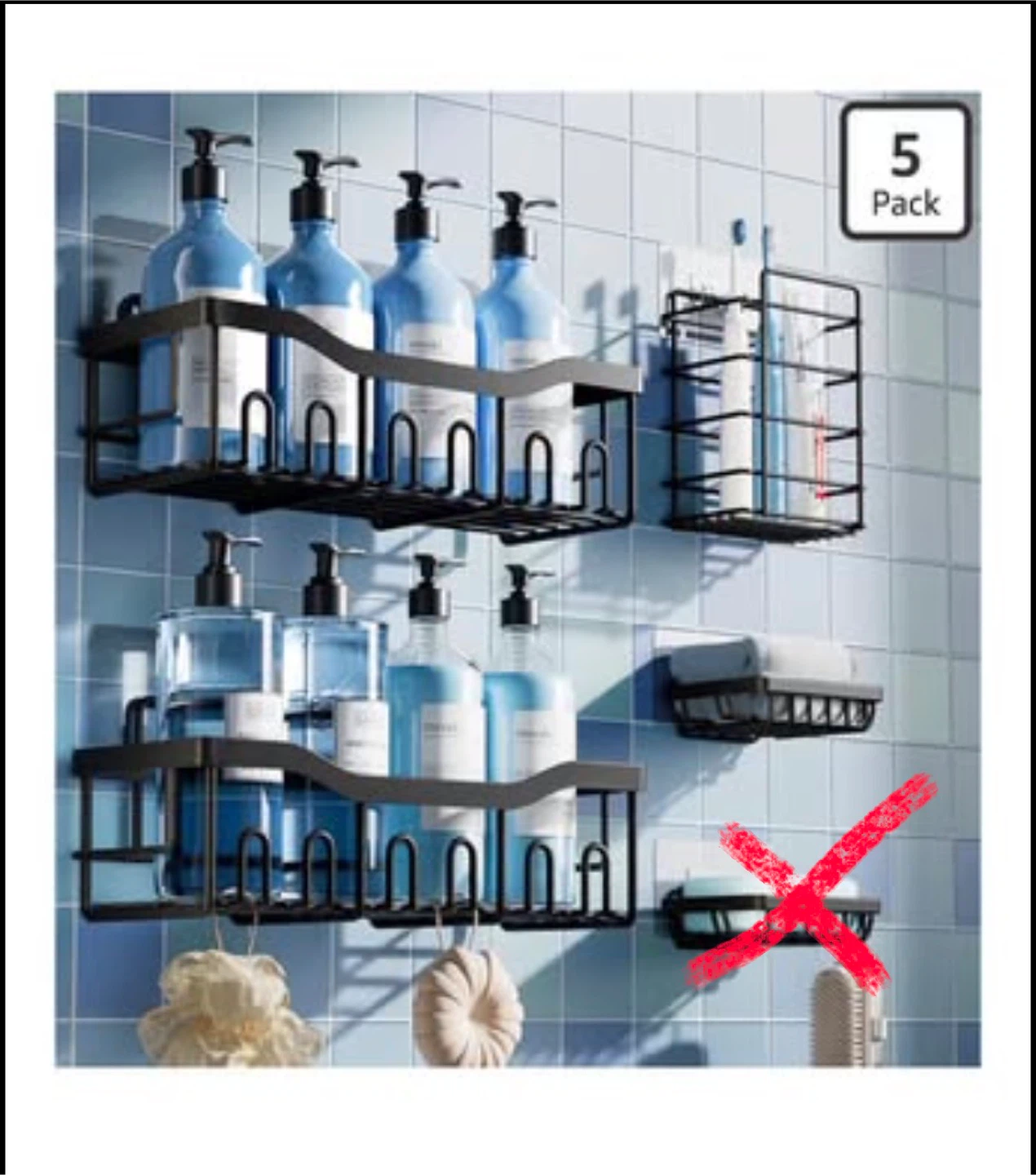 4 Piece Bathroom Shower Caddy Set