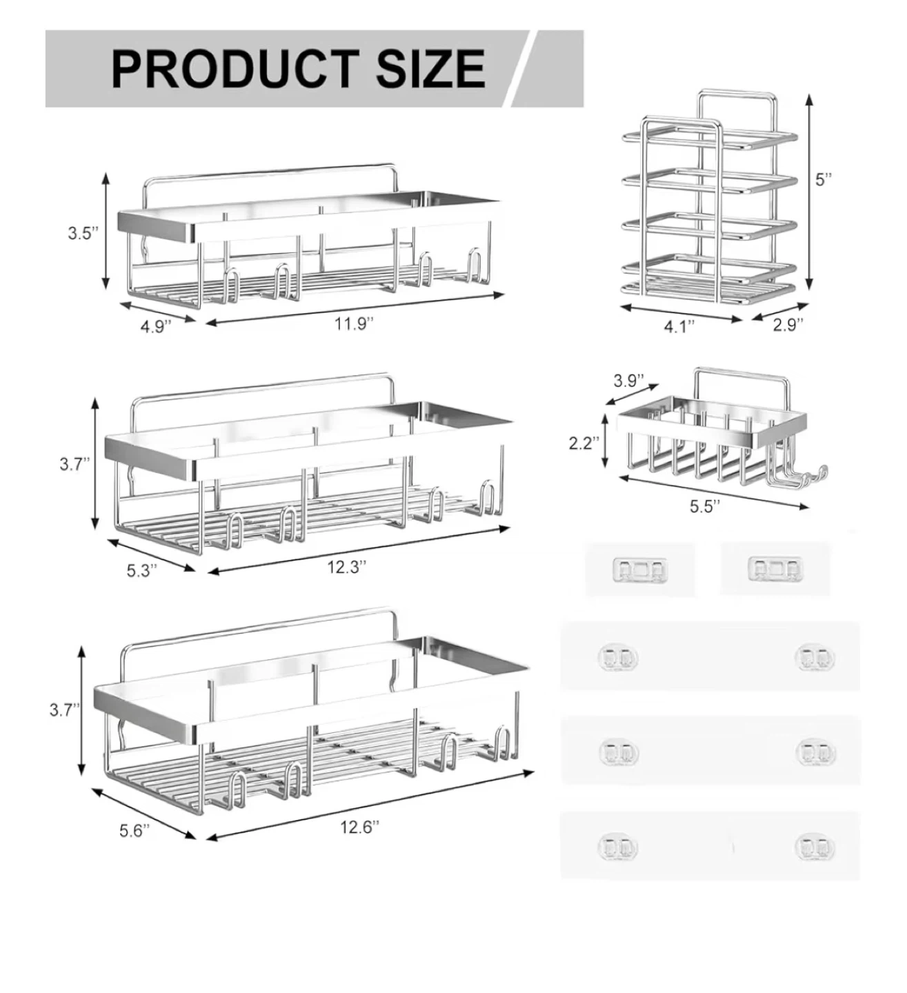 Stainless Steel Shower Caddy Shelf Organizer
